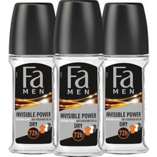 Fa Men Invisible Power Roll-On 50 ml Erkek Deodorant - 3 Adet 48 Saat Kalıcı Kıyafet Korumalı