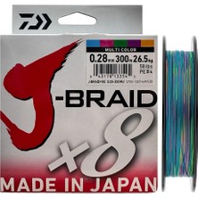 Daiwa J-Braid 8x Multi Color 300 mt 0.28 mm Ip Misina