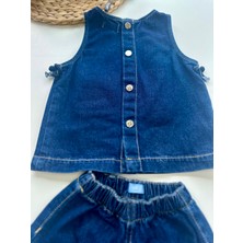 Kız Çocuk Kolsuz Denim Takım – Lacivert