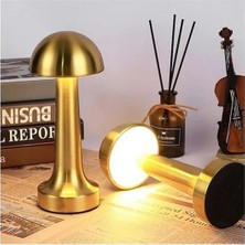 CT-8429 Lizbon Mantar Gold Dokunmatik Şarjlı Dimmerli Masa Lambası