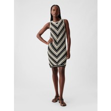 Gap Kadın Siyah Kroşe Örgü Desenli Mini Elbise