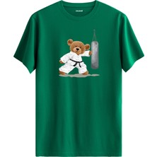 Karateci Ayıcık Baskılı Uniseks Tişört - %100 Pamuk Premium Kumaş Regular Tasarım T-Shirt