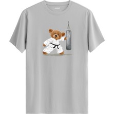 Karateci Ayıcık Baskılı Uniseks Tişört - %100 Pamuk Premium Kumaş Regular Tasarım T-Shirt