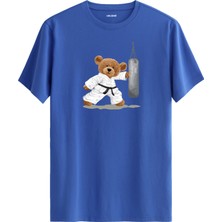 Karateci Ayıcık Baskılı Uniseks Tişört - %100 Pamuk Premium Kumaş Regular Tasarım T-Shirt
