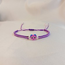 Crystal Atelier Ayı Figürlü Makrome Örgü Bileklik, El Yapımı Sevimli Tasarım, Sevimli Ayıcık Bileklik, Unisex El Yapımı Ayarlanabilir Şık Tasarım, Minimalist Takı, Günlük Kullanım Için Modern Bileklik