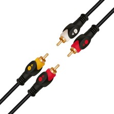 kzy mobilyal Powermaster PM-7774 2rca-2rca Gold 1.5 Metre Dayanıklı Tasarımlı Çok Renkli Kablo