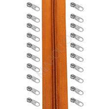 Eyfel T5 Plastik Diş Fermuar Açık Kahve Fermuar ve Başlık  10 m Fermuar 20 Adet Başlık