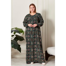 Kadın Büyük Beden Etnik Desen Robalı Elbise