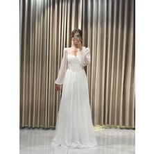 Beyaz Yeni Sezon Dantel Model Abiye 5154
