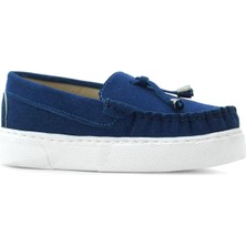 Rakerplus Saks Mavi Süet Ekstra Hafif Çocuk Makosen Ayakkabı