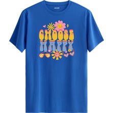 "choose Happy" Retro Hippie %100 Pamuk Tişört