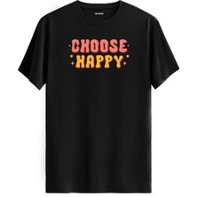 "choose Happy" Yazılı %100 Pamuk Tişört