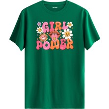 Girl Power Dudak ve Çiçek Tasarım Tişört