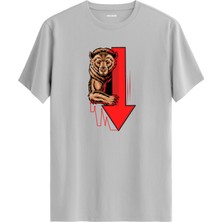 Ayı ve Grafik Ok Tasarımlı Unisex Tişört