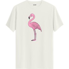 Flamingo Baskılı Uniseks %100 Pamuk Premium Kumaş Tişört