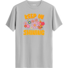 Keep On Shining Baskılı %100 Pamuk Tişört