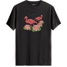 Nilüfer Çiçekli “summer Love” Flamingo Tişört