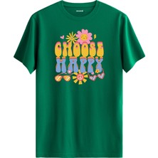 Colermi Choose Happy Hippie Baskılı Unisex Pamuklu Tişört