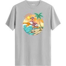 Flamingo Surf Plaj Baskılı Tişört