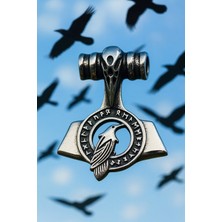 Vikings Paslanmaz Çelik Viking Mitoloji Raven Kuş Kolye -Viking Kuzgun Kolye