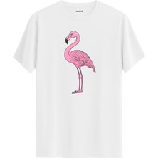 Flamingo Baskılı Uniseks %100 Pamuk Premium Kumaş Tişört
