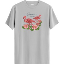 Nilüfer Çiçekli “summer Love” Flamingo Tişört