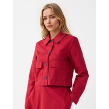 Jimmy Key Bordo Düz Kesim Gömlek Yaka Uzun Kollu Gabardin Ceket