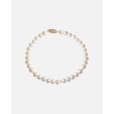 Süper Kalite 585 Altın Kadın Bileklik Beyaz Inci 20CM Uzunluk 6-7mm Boyut  Güvenlik