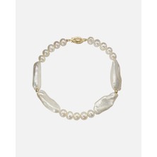 Gold Armband 585 Ayar Beyaz Inci 21CM Şık ve Zamansız Tasarım Ellen K Kalitesi