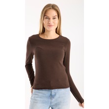 Kadın Uzun Kollu Yuvarlak Yaka Esnek Basic Bluz – Günlük ve Şık 3009