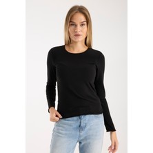 Kadın Uzun Kollu Yuvarlak Yaka Esnek Basic Bluz – Günlük ve Şık 3009