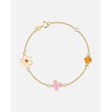 Sevimli Hayvanlar ve Çiçeklerle 375 Ayar Sarı Altın Bilezik  ile Sevgi Dolu Hediye