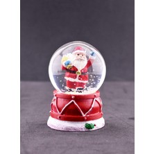  Noel Baba Hediye Torbası Temalı Mini Boy Işıklı Yılbaşı Kar Küresi 6.5 cm B
