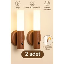 Hareket Sensörlü Şarjlı Gece Lambası Duvar Aplik LED Işık Manyetik Tabanlı Taşınabilir 2 Adet