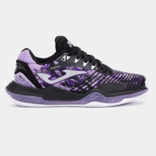 Joma Point Kadın Tenis Ayakkabısı 2501 Siyah Mor Nefes Alabilir Yapı ile Yüksek Performans