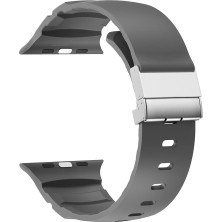 AktarMobile Apple Watch 10 / 11 46 mm Uyumlu Silikon Kordon Ayarlanabilir Klipsli Metal Tokalı Kayış