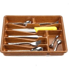 Küçük - Ahşap Renk - 7 Bölmeli Çekmece Içi Kaşıklık 36X32CM (4490)