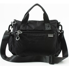 Kadın 4 Bölmeli Krinkıl Kumaş Ayarlanabilir Çapraz Askılı El ve Omuz Çantası Siyah