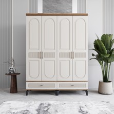 Monzio Libra 4 Kapaklı Çekmeceli Gardırop Tamamı Mdf (Aytaşı)
