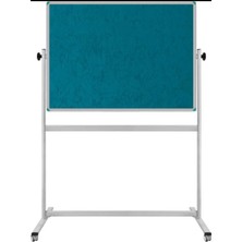 Turkuaz Renkli, Dönerli, Tekerlekli, Ayaklı, Kumaşlı Pano, 120X200 Ölçü