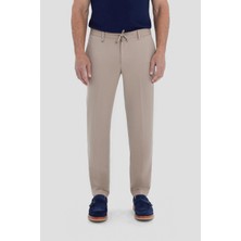 Sabri Özel Erkek Bej Dar Kesim Slim Fit Dokuma Yan Cep Jogger Pantolon