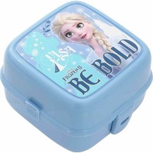 Beslenme Kutusu 4 Bölmeli Frozen Elsa Mavi Renk Kız Figürlü 1 Adet Yemek Saklama Kabı Beslenme Çantası