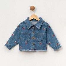 Kız Çocuk 1-4 Yaş Kiraz Nakışlı Ceket