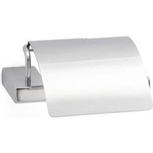 System Banyo Aksesuarları Flat Duvara Monte Kapaklı Tuvalet Kağıtlığı Krom 118x85x170 mm