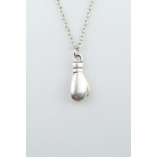 Boks Eldiveni Kolye Gümüş Kaplama Düz Zincir Kolye