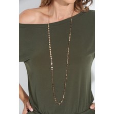 Uzun Altın Kaplama Disk Zincir Kolye