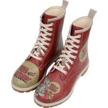 Kadın Vegan Deri Turuncu Uzun Bot - Warner Bros Tom ve Jerry Tasarım