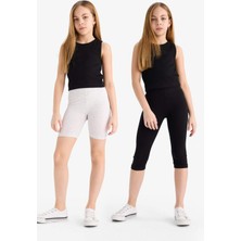 DeFacto Kısa Boy Penye 2'li Tayt Kız Çocuk B7295A825SM