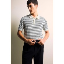 DeFacto Düğmeli Çizgili Triko Polo Tişört F2729AX25AU