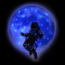 Lucenda Kişiselleştirilebilir LED Işıklı Epoksi Cam Katmanlı Tablo Astronot Dolunay